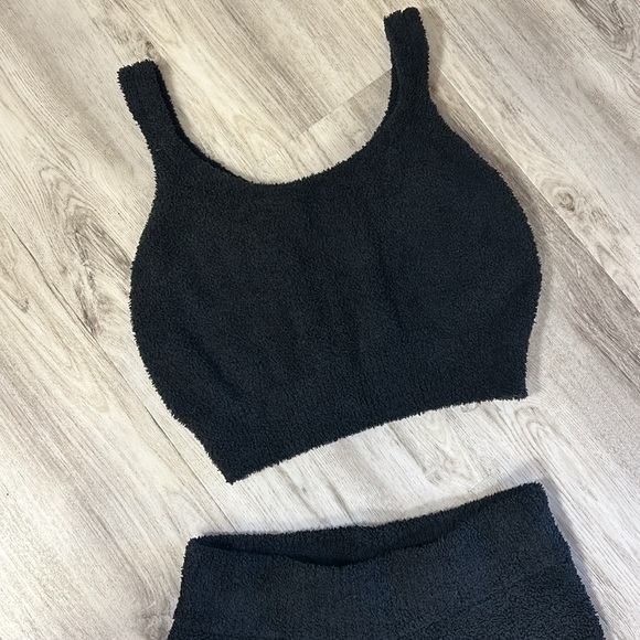 Stars Above Soft Black Teddy Bear Fleece Set / Tank & Wide Leg Pants / Women’s S - Picture 3 of 8